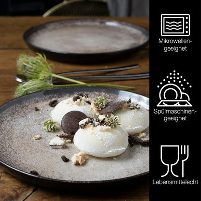 Moritz & Moritz LIFE 6-Piece Dessert Plate Set Beige - Stylish Porcelain Breakfast Plates, Cake Plates for 6 People - Dishwasher and Microwave Safe