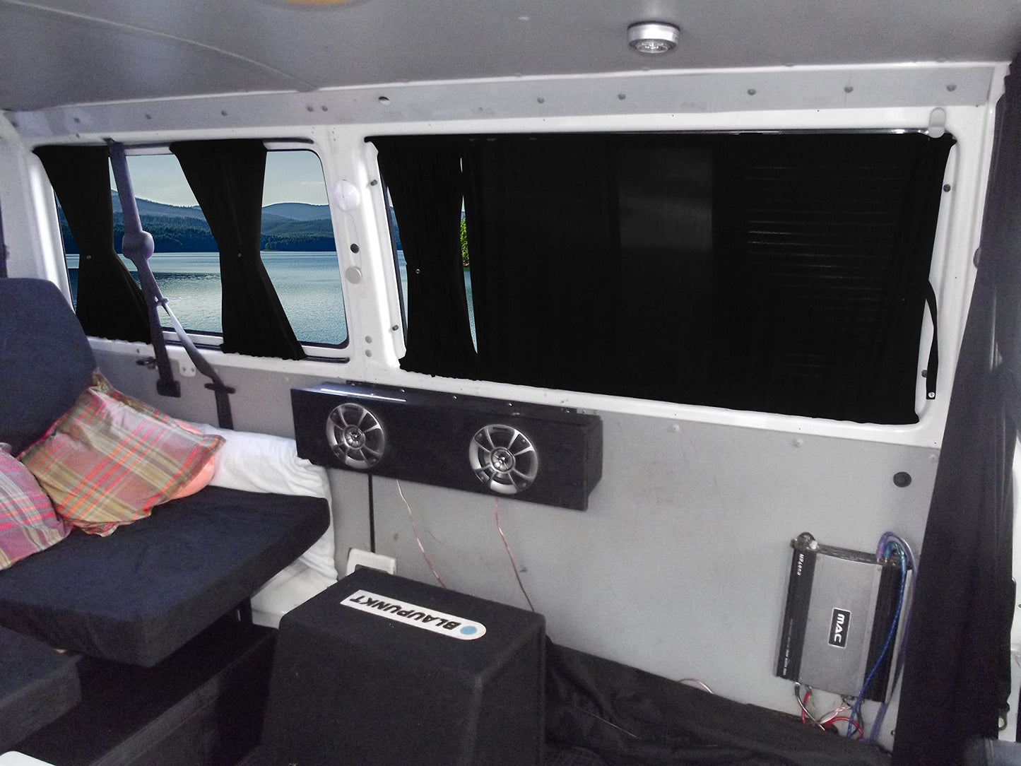 BREMER SEAT COVERS custom curtains sun protection compatible with VW T5 T6 T6.1 Multivan Caravelle Short Wheelbase in Black Camping Accessories Motorhome Accessories Camper Curtain Set 717-2