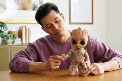 Mattel Marvel plush figure Dancing and Talking Groovin' Groot from the Disney+ series "I am Groot", soft toy for gift or collectors, HJM23