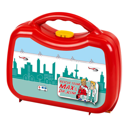 Theo Klein 4340 Doctor's Kit Deluxe I Includes doctor's costume with cap and face mask, metal stethoscope, smartphone with sound, pulse meter, and various accessories I Toy for children aged 3 years and older