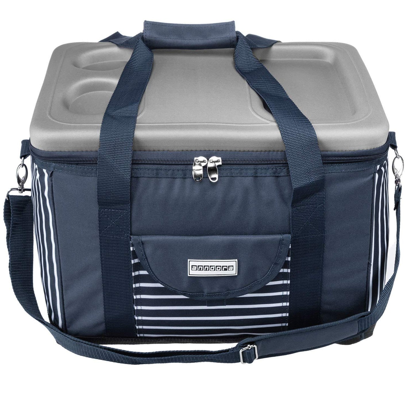 Anndora cooler bag XL navy blue white 40 liters - cooling box insulated bag picnic bag