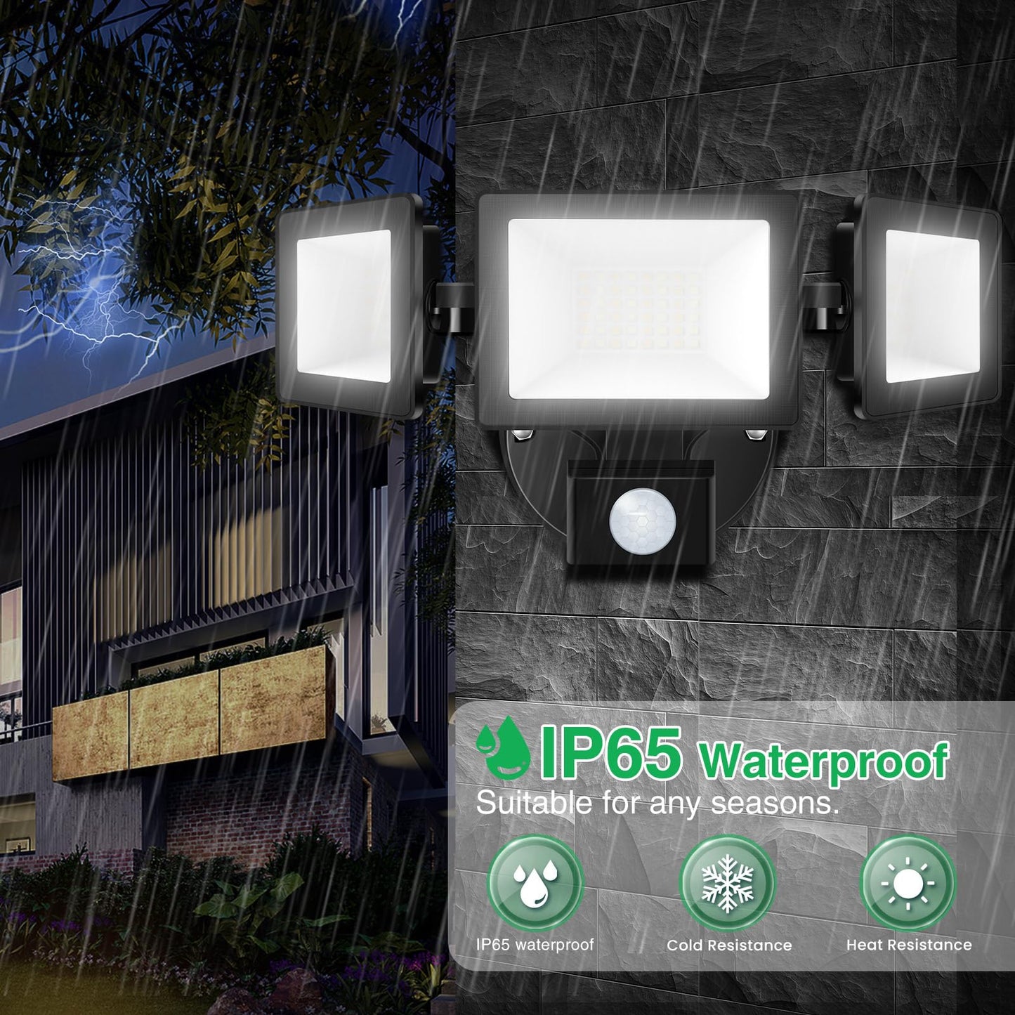 30W LED floodlight with motion sensor 2400LM, dimmable IP65 waterproof outdoor spotlight, 3000K warm white-6500K cool white selectable floodlight, security light outdoor lamp for garage garden yard