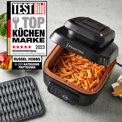 Russell Hobbs XL 5.5L Hot Air Fryer [Air Fryer/Grill/Multicooker] Rapid Air (dishwasher safe, top & bottom heating, no shaking, slow cooking, baking, frozen pizza Ø 30cm) SatisFry 26520-56
