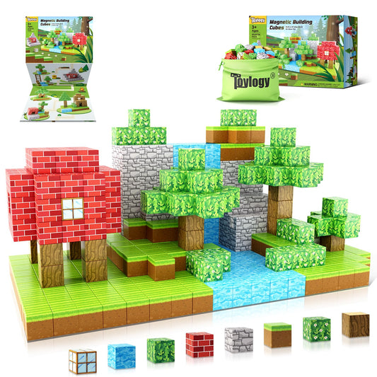 Toylogy Magnetic Building Blocks - Build Mine Magnets World Edition, Magnetic Toy for Boys and Girls ages 3 4 5 6 7 8, Montessori Toy for Kids 3+ Gift for Children...