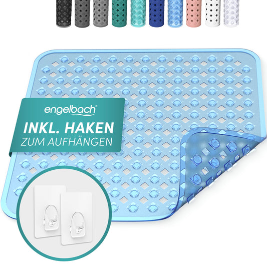 Angelbrook® Shower Mat non-slip 53x53cm with 2 hooks - Antibacterial & BPA-free - Shower mat, non-slip mat - Suitable for washing machines and resistant to mold