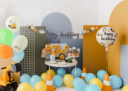 10 Vehicle Balloons, Party Decorations, Made in EU, Birthday Party for Boys, Gifts for Kids, Balloons with Trucks, Cranes, Construction Site, Kids’ Birthday Balloons