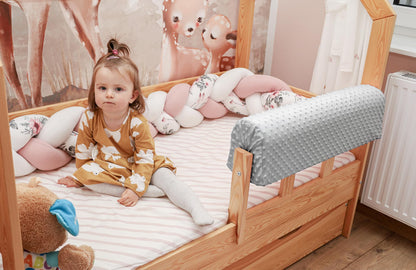 Bed rail for children's beds 70 cm - protection for bed frame Baby bed guard for box spring bed bed rail with cover Edge protection Children's baby bed Light grey
