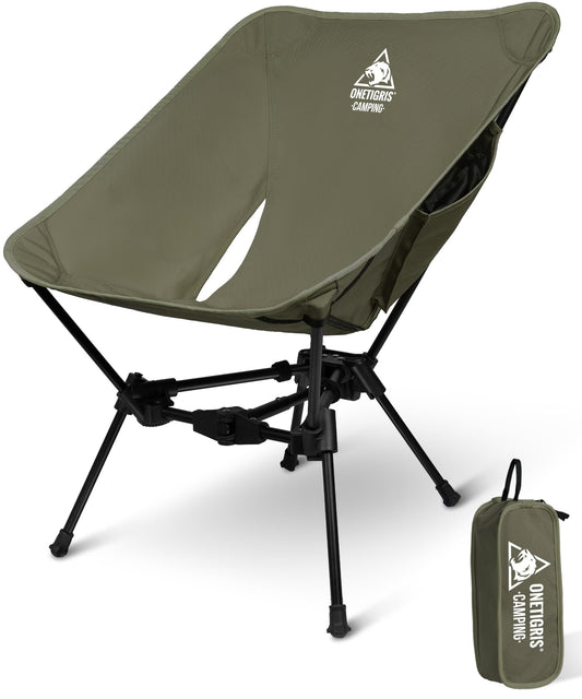 OneTigris TIGERBLADE folding camping chair 150 kg, lightweight triangle frame, ultralight folding chair, with 2 side pockets for outdoor, hiking (Ranger Green)