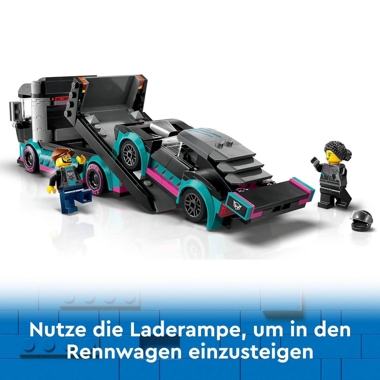 LEGO City car transporter with race car & Technic off-road race buggy
