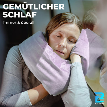 Premium Travel Neck Pillow - Flexible travel pillow for restful sleep on airplane, car, and office - Comfortable and lightweight neck pillow for travel - Neck pillow for airplane travel (Violet)