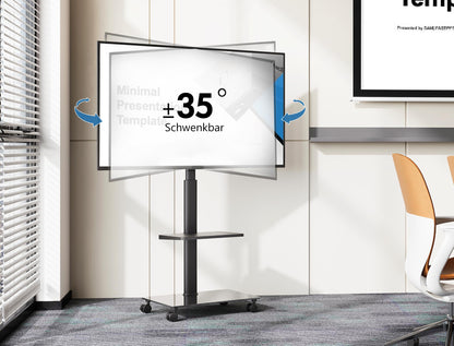 FITUEYES TV Stand Rolling TV Cart 2 Shelves Base TV Stand with Shelf adjustable height swivel for 32 to 60 Inch Flat & Curved TVs up to 30kg Max.VESA 600 * 400