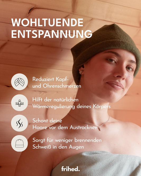 Freedom® Sauna Hat in Stone Gray made of wool walk - 100% sheep's wool - Premium sauna accessory for men and women - Flexible size - Made in Lüneburg.