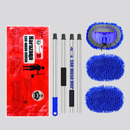 160cm 63'' Car Wash Brush with Telescopic Handle RV Car Wash Brush Cleaning Set Microfiber Towels Car Cleaning Brush Set for Truck Trailer Vehicle 2 In 1 Anti-Scratch Telescopic Brush Mop Replacement