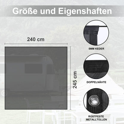 PHATRIP RV Awning View Blocker Sunshade Front Wall for Awning Universal Camping RV Awning Privacy Front Wall Screen from Sun, Wind and Rain 2.45mx2.40m