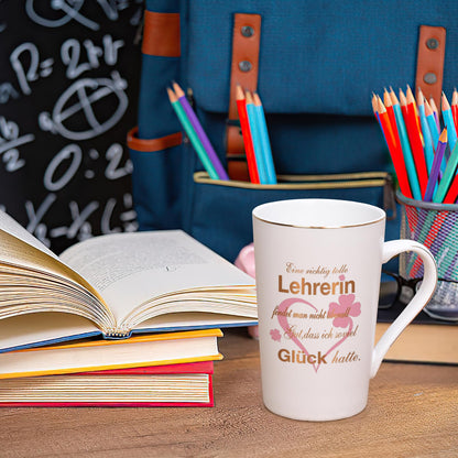 Joyful coffee cup farewell gift for teacher - it's hard to find a really great teacher - farewell gift for the best favorite teacher, 400ml white.