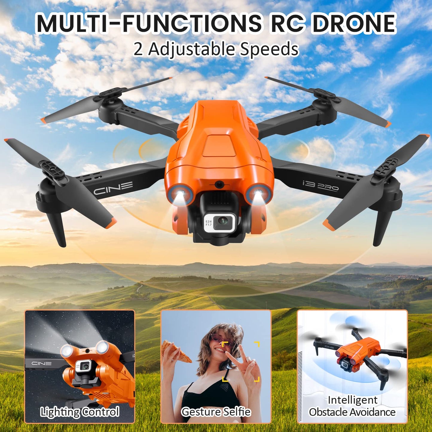 Mingfuxin Foldable Drone with Camera for Beginners, RC Quadcopter Drone with App WIFI FPV Live Video, Altitude Hold, Headless Mode One-Key Take-off Landing for Adults Kids
