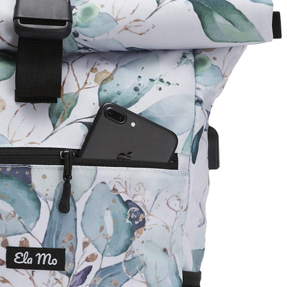 Ela Mo's backpack for women | Stylish and practical | for university, travel, leisure, work | with laptop compartment & anti-theft pocket | Waterleaf Gold