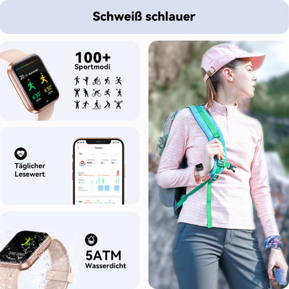 ENOMIR smartwatch for women with phone function, pedometer watch for women with large color display, built-in Alexa, heart rate monitor, sleep tracker, pedometer, activity tracker compatible with Android/iOS.