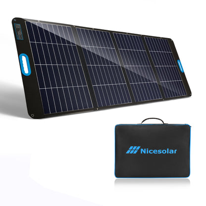 NiceeSolar 200W Foldable Solar Panel IP67 Waterproof Solar Module Foldable Solar Charger with USB-A&C PD 65W for garden balcony, caravan, camping, portable power station, solar generator.