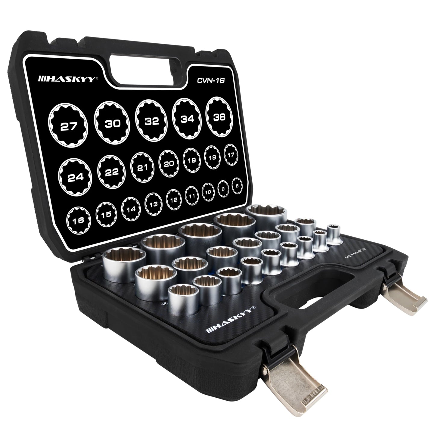 HASKYY Triple Square Nut Socket Set 1/2 Inch Nuts 12-Point Socket Wrench 8-36mm Set