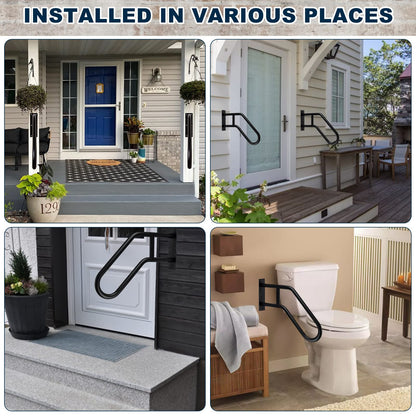 Handrails for outdoor stairs Kamanan Stair Handrail for Outdoor Heavy Stair Handrails Non-slip Bathroom 1-3 Steps Staircase Handrail for Elderly Children with Disabilities 58cm Long