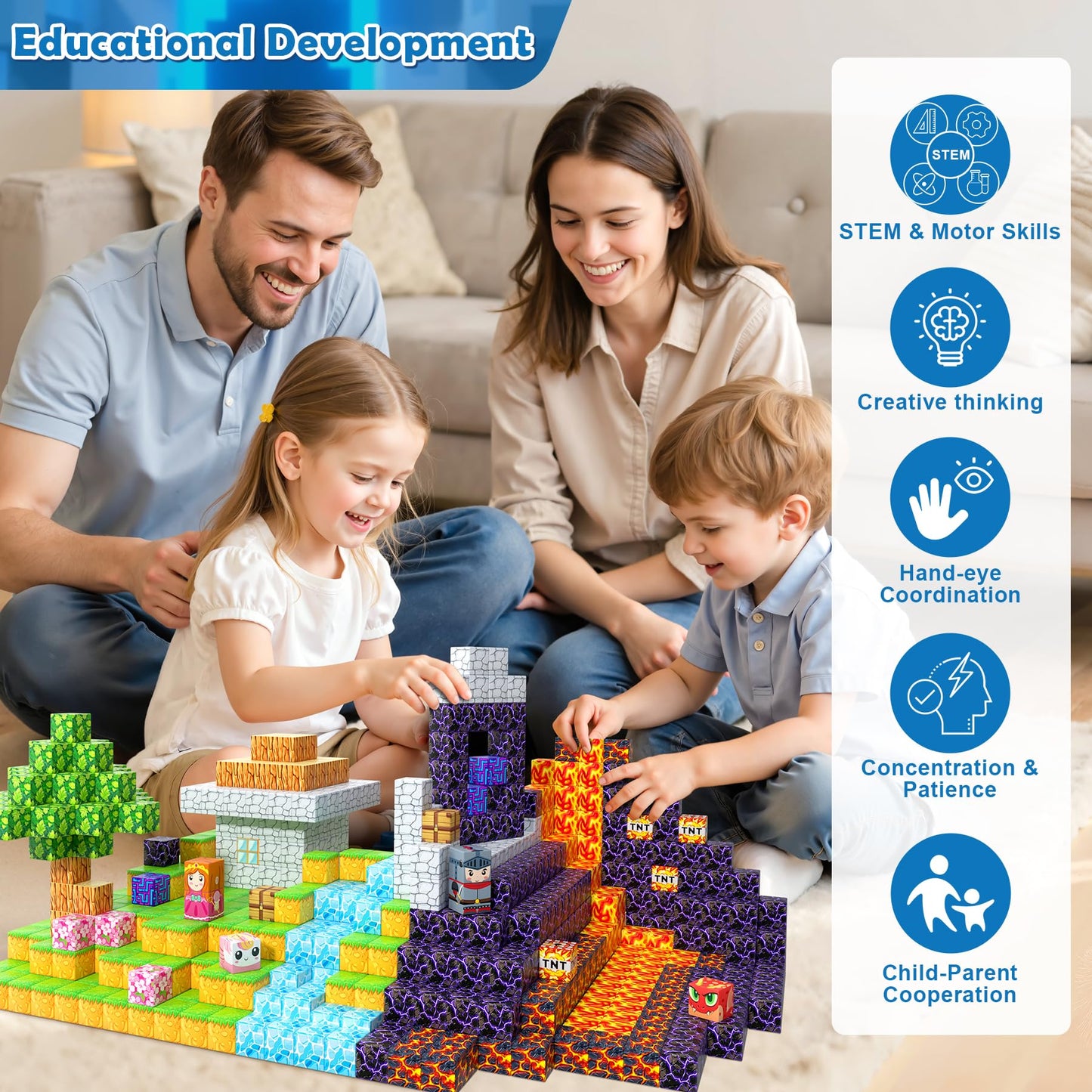 COOLJOYA Magnetic Building Blocks, 150 Pieces Magnetic Construction Toy for Kids Ages 4+, Magnetic Blocks for Children 3-9 Years Old, Stackable and portable.