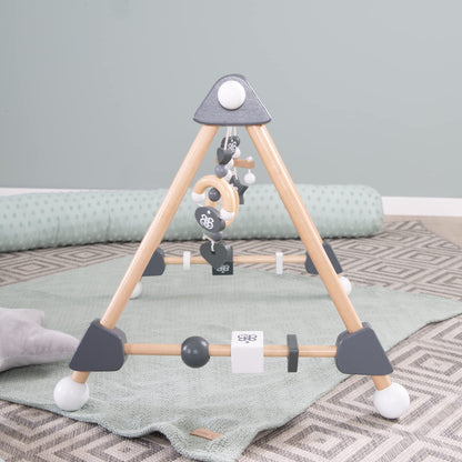 Wooden baby play gym - attachment set Rock Star Baby 3 - activity center for 3 months and up - Montessori toy - natural wood / anthracite, 1 piece (1 pack)
