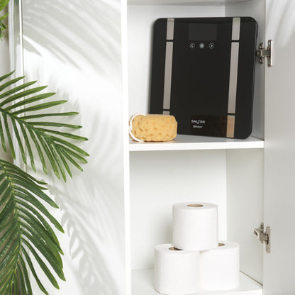 Salter SA00432FEU6 Bluetooth bathroom scale - body weight scale with max. capacity 200 kg, scale with 8-user memory, connect via Salter Health App to track health and fitness.