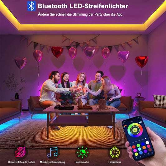 Keepsmile LED Strip 30m, RGB LED Strip with Remote & Bluetooth APP Control, Timer Setting, Dimmable LED Light Band Music Sync Color Changing LED String Lights for Gaming Room Decor (2 Rolls of 15m)