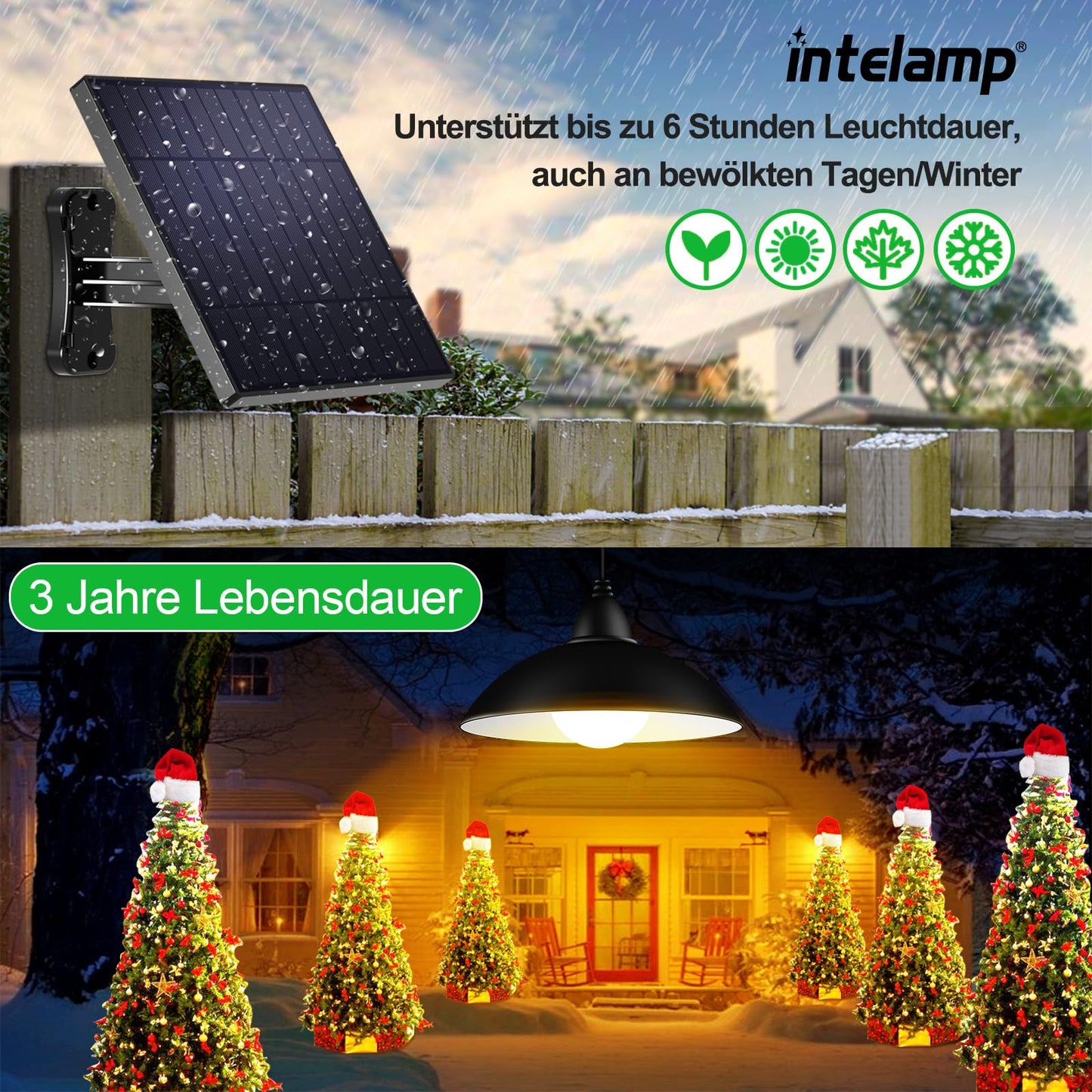 INTELAMP Solar Pendant Light, Outdoor Hanging Solar Lights with Remote Control, Waterproof Hanging Lamps for Garden Patio Balcony Gazebo IP65