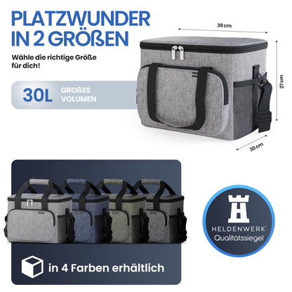HERO WORK Cooler Bag Large Foldable - Insulated Cooling Box Thermo Bag leak-proof & waterproof - Picnic Lunch Bag, Breakfast Bag, Thermal Bag, Insulated Bag