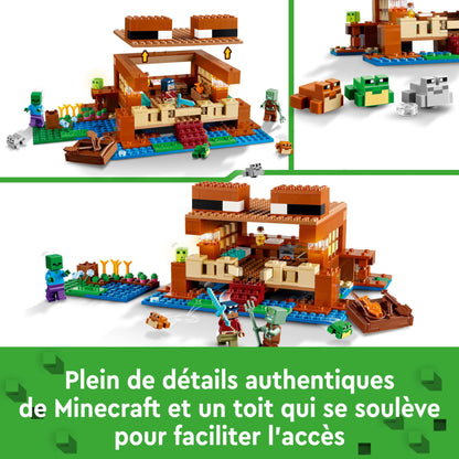 LEGO Minecraft The Frog House, toy house with figures incl. Zombie & Minecraft The Skeleton Dungeon, set with caves, skeleton figures, enemy creatures, and accessories, toy for kids 21189