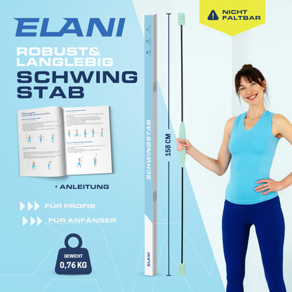 ELANI Swing Stick - Adjustable Resistance & Ergonomic Grip - Highly Durable Gymnastics Rod, also suitable as physiotherapy accessory, Swinging Sticks, Swing Rod Fitness Winner, Flex Stick.