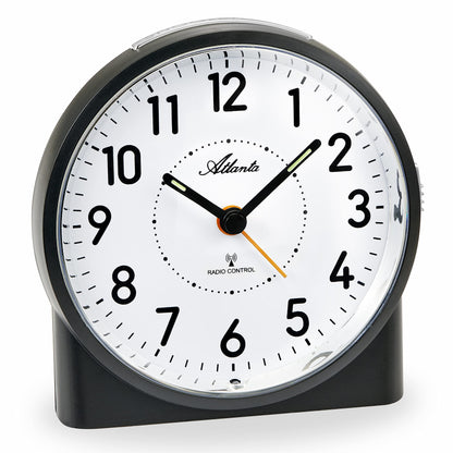 Atlanta Big Analog Alarm Clock with Light Snooze Crescendo Numbers - 1843/7 (Black)