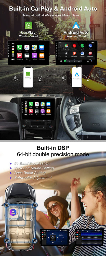 SXAUTO Android 13 - [6G+128G] - IPS Car Radio fits Ford S-Max (2006-2015) - Built-in Wireless Carplay/Android Auto/DSP - Camera + MIC - DAB SWC WiFi Fast-Boot 360-Camera 4G BT5.0-2 Din 9 Inch