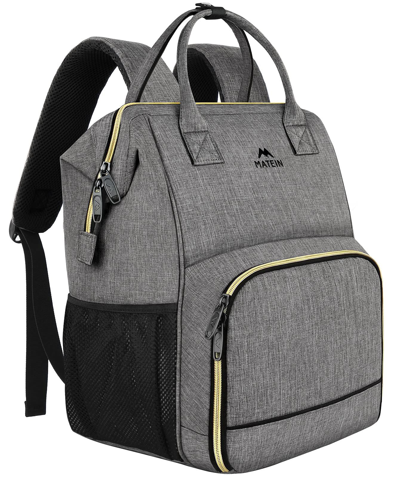 MATEIN Laptop Lunch Backpack, 17 Inch Picnic Backpack for Men and Women with Insulated Cooler Compartment, Waterproof Lunch Cooler Bag with USB Charging Port for Men Business Work Picnic, Gray
