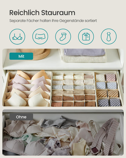SONGMICS Underwear Organizer 8-pack, foldable drawer organizer, wardrobe organization system, storage box for bras, socks, ties, beige RUS008M01.