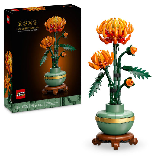 LEGO Botanicals Chrysanthemum - Creative building set for adults - Easy-care toy plant for gifting - Flower decoration from the Botanical Collection - Relaxing activity 10368