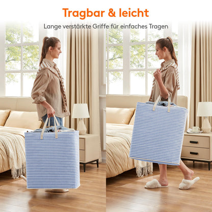 Lifewit 100L Laundry Basket, Large Laundry Hamper, Foldable Laundry Box, Laundry Sorter, Waterproof Clothes Organizer, Storage Box with Handles for Clothes, Towels, Toys, Blue
