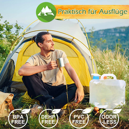 Reinalin collapsible water jug 15L - water tank with tap for camping potable water jug 100% leak-proof - food-safe water canister.