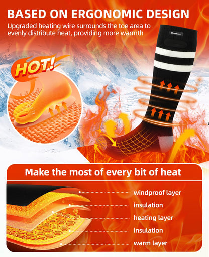 6000mAh Heated Socks, 2024 Latest Heated Socks for Women Men, 4 Heating Levels Rechargeable Electric Heated Socks, Heated Socks with Battery for Skiing, Outdoor, Camping, Fishing, Hiking