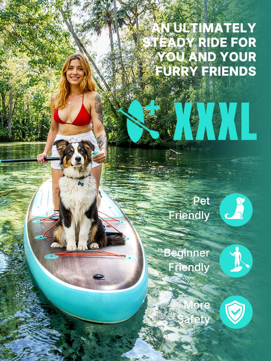 Niphean (Extra Large) Stand Up Paddling Board, SUP for 2+1 persons/families, SUP board with beginner-friendly balance wings, waterproof phone case, Stand Up Paddle Board for Adults, gift ideas