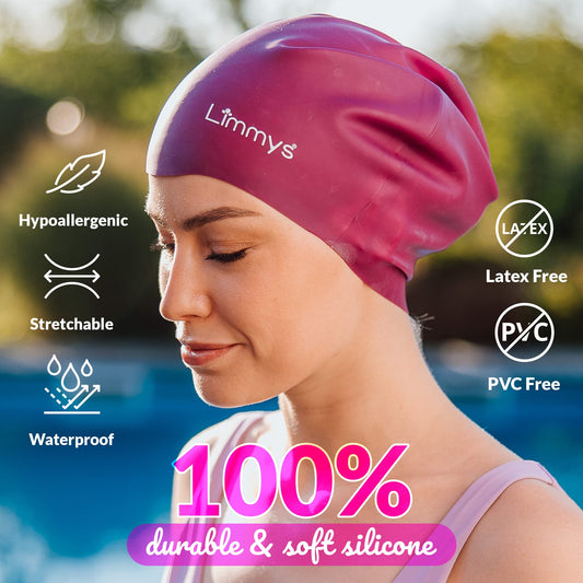 Limmys Premium Swim Cap for Men & Women - Soft Silicone Bathing Cap for Adults - Comfortable, Streamlined Fit, Chlorine-Resistant, Hypoallergenic, Swim Cap for Training & Leisure.