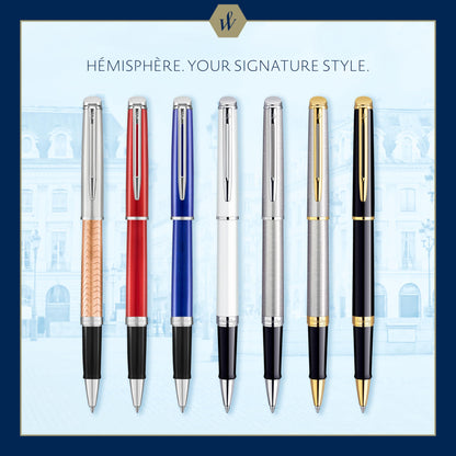 Waterman Hémisphère Rollerball | Stainless Steel with 23K Gold Trim | Fine Point | Black Ink | Gift Box