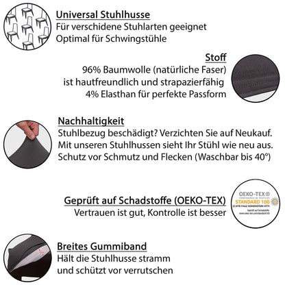 Staboos chair covers 6-piece set - High-quality and elastic chair covers for swing chairs - Easy-care chair covers & covers for chairs - Perfect chair cover 6-piece set - ÖKO TEX certified - Dark gray