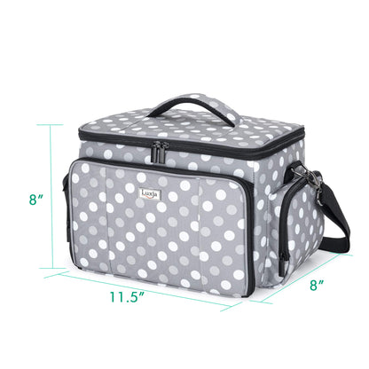 Luxja Sewing Kit Storage, Sewing Accessories Bag Organizer for Beginners, Travelers, Carrying case for sewing machine accessories and sewing tools, Gray Dot
