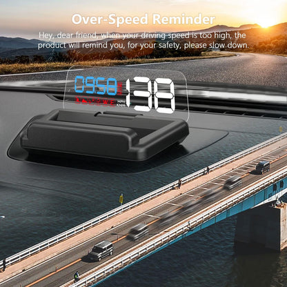AMROOLOO GPS Speedometer, Mirror Reflective Car Head Up Display, Displays Speed and Time, Compatible with All Vehicles.