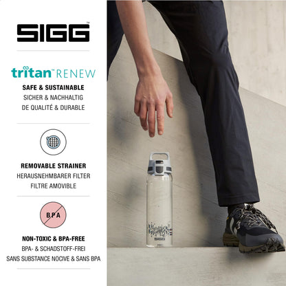 SIGG - Tritan drinking bottle - sports bottle Total Clear ONE MyPlanet Anthracite - carbonated drinks - dishwasher safe, leak-proof, scratch-resistant - BPA-free - sports & fitness - Grey - 0.75L