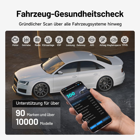 TOPDON Carpal-A OBD2 diagnostic tool for all vehicles, Bluetooth OBDII scanner All System, 6 service resets, AutoVIN, Smog-Check, Repair Guide, Engine Inspection.
