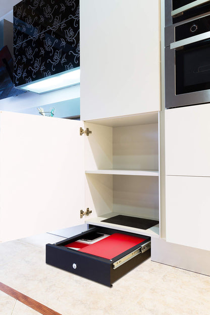 ARREGUI Box-in 22000-S1 Safe for Concealment in Kitchen Plinth, 9.8x41x45 cm, 12L, Black, 9.8 x 41 x 45 cm